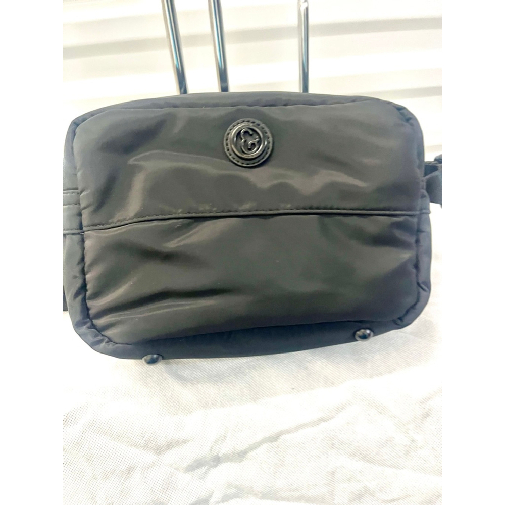 Joan & David puffy black nylon travel crossbody belt bag small